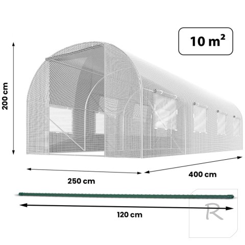 Tunel ogrodowy 2,5 x 4 m (10 m2) biały Plonos