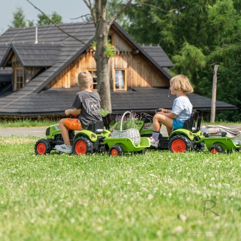 FALK Traktor Claas Zielony na Pedały z Przyczepą + Klakson od 2 Lat.