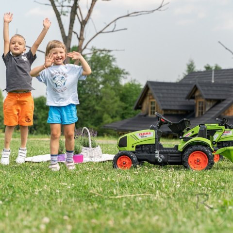 FALK Traktor Claas Zielony na Pedały z Przyczepą + Klakson od 2 Lat.