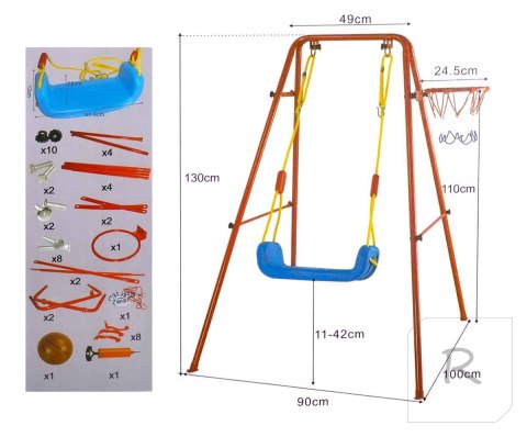 Huśtawka + Kosz do gry z piłką na metalowej ramie