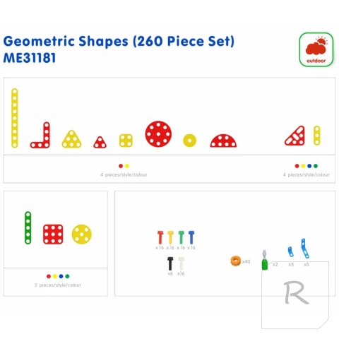 MASTERKIDZ Zestaw Geometrycznych Kształtów Klocków do Paneli Ściennych STEM 260 el.