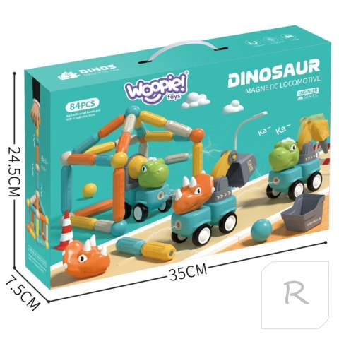 WOOPIE Klocki Magnetyczne Dinozaury Konstrukcyjne 84 el.