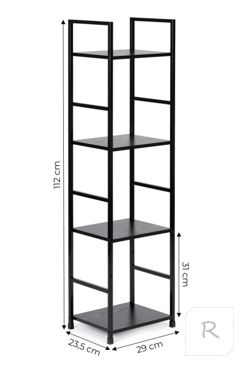 Regał drewniany nowoczesny metalowa rama LOFT 4 półki czarny ModernHome