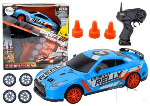 Autko Sportowe Zdalnie Sterowane R/C 1:24 Niebieski Wymienne Koła