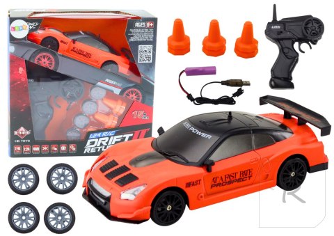 Autko Sportowe Zdalnie Sterowane R/C 1:24 Pomarańczowe Wymienne Koła