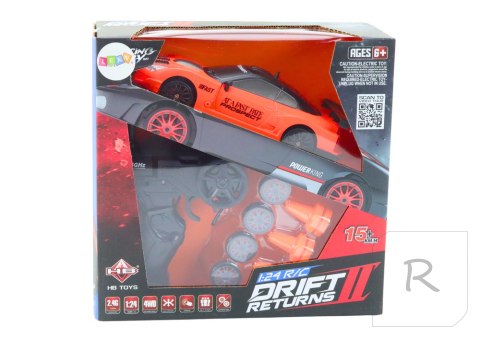 Autko Sportowe Zdalnie Sterowane R/C 1:24 Pomarańczowe Wymienne Koła