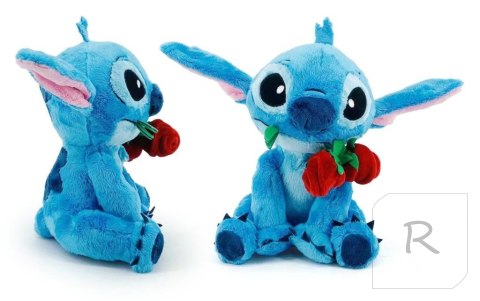 Disney maskotka pluszowa Stitch z różą 25cm