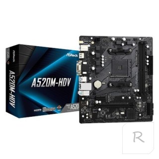 ASRock | A520M-HDV | Rodzina procesorów AMD | Gniazdo procesora AM4 | DDR4 DIMM | Gniazda pamięci 2 | Obsługiwane interfejsy dys