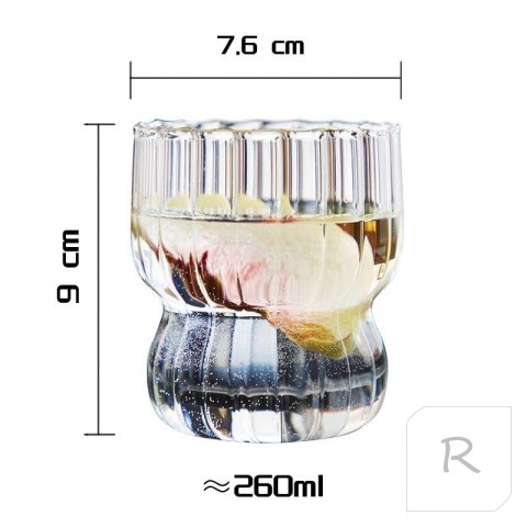 Szklanka ryflowana, puchar z falowanymi ściankami 260 ml 1szt SZK51