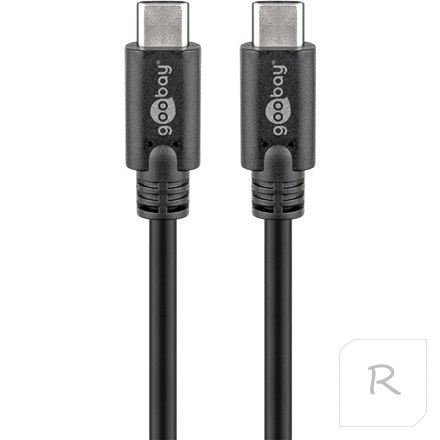 Goobay | Kabel USB-C | Męski | 24-pinowy USB-C | Męski | Czarny | 24-pinowy USB-C | 0,5 m