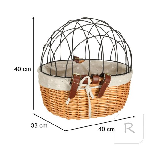 Koszyk wiklinowy RALLEX na rower z kratką metalową transporter dla kota psa