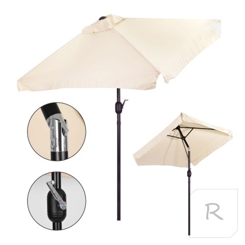 Prostokątny duży parasol ogrodowy skośny łamany z korbą beżowy 200x140 cm MultiGarden