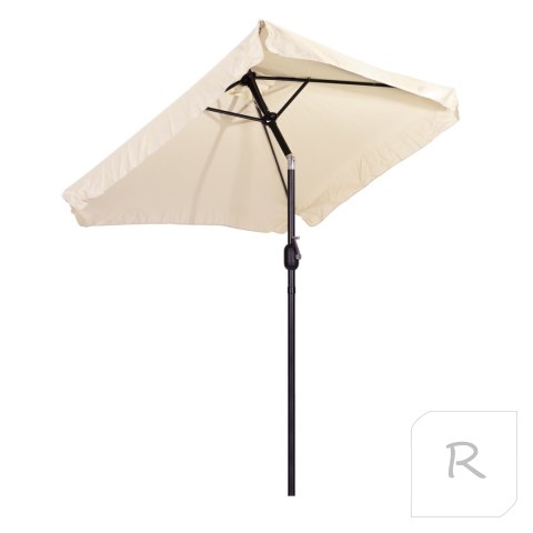 Prostokątny duży parasol ogrodowy skośny łamany z korbą beżowy 200x140 cm MultiGarden