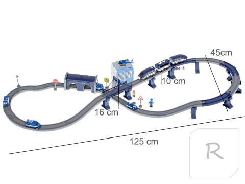 Kolejka elektryczna pociąg policja autka 92 elementy ~300cm