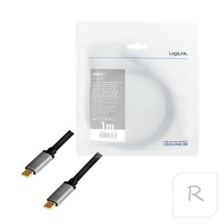 Logilink | Kabel USB-C | Męski | 24-pinowy USB-C | Męski | Czarny | 24-pinowy USB-C | 1 m