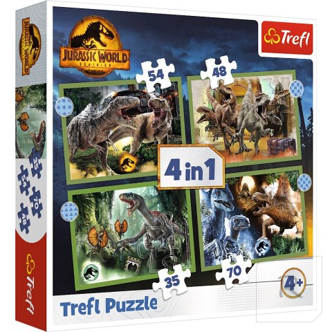 Puzzle - 4w1 - Groźne dinozaury - Universal Jurassic World Trefl 34607