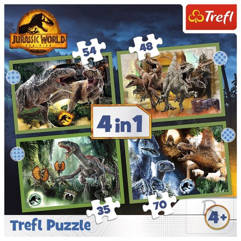 Puzzle - 4w1 - Groźne dinozaury - Universal Jurassic World Trefl 34607