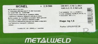 ELEKTRODA DO ŻELIWA MONEL NI CU-DO NAPRAW ODL. 3.25MM SZTUKA METALWELD