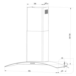 Okap kuchenny kominowy 90 cm Berdsen BT-223 INOX