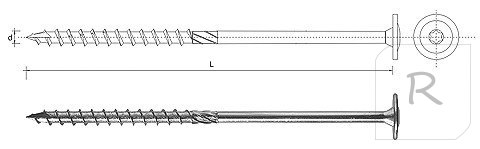 WKRĘT DO DREWNA Z KOŁNIERZEM NA TORX OCYNKOWANY 10*360MM T40 PFS SCREW