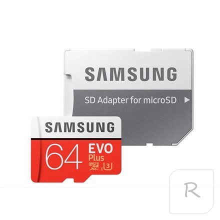 Samsung microSD Card Evo Plus 64 GB, MicroSDXC, Flash memory class 10, SD adapter