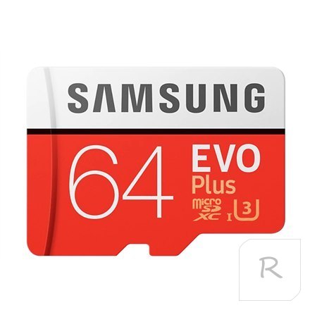 Samsung microSD Card Evo Plus 64 GB, MicroSDXC, Flash memory class 10, SD adapter