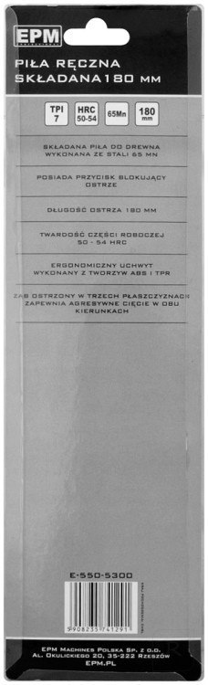 PIŁA SKŁADANA DO DREWNA 180 7 ZĘ/CA EPM PROFESSIONAL