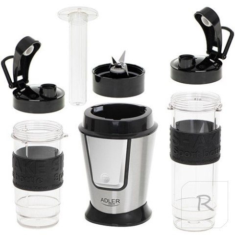 Adler Blender AD 4081 Tabletop, 800 W, Jar material BPA Free Plastic, Jar capacity 0.57 and 0.4 L, Ice crushing, Black/Stainless