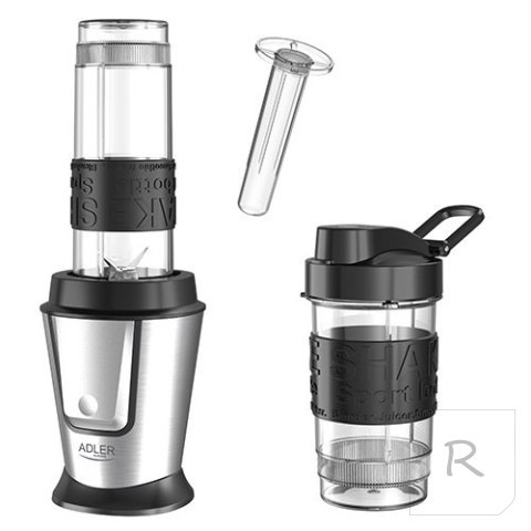 Adler Blender AD 4081 Tabletop, 800 W, Jar material BPA Free Plastic, Jar capacity 0.57 and 0.4 L, Ice crushing, Black/Stainless