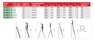 FARAONE DRABINA TRZYELEMENTOWA 3X8 SZCZEBLI AK250.3 DRABINY, RUSZTOWANIA