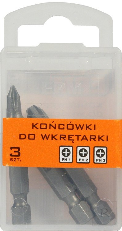 KOŃCÓWKI DO WKRĘTARKI 50MM 3SZT. PH1,PH2,PH3 EPM PROFESSIONAL