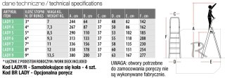 FARAONE DRABINA LADY4, ALUMINIOWA PROFESJONALNA 4 STOPNIE DRABINY, RUSZTOWANIA