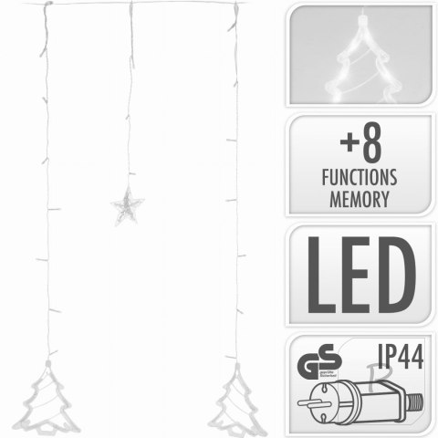 Kurtyna Choinki Gwiazdki lampki wiszące świąteczne 138 LED programator IP44