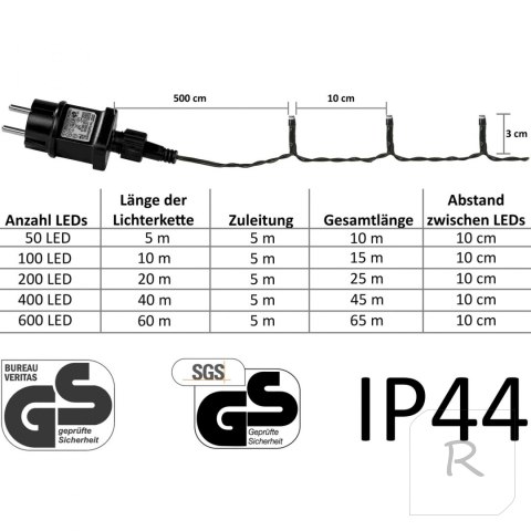 Lampki choinkowe 600 LED ciepłe/zimne kabel transparentny