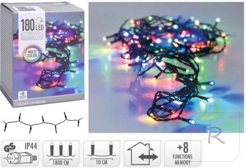 Lampki świąteczne zewnętrzne 180LED multi kolor 18m oświetlenie choinkowe