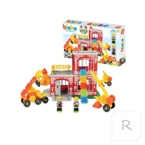 MOCHTOYS Klocki Jeżyki Pin Bricks STRAŻ POŻARNA w Kartonie 100 el. + 2 Figurki