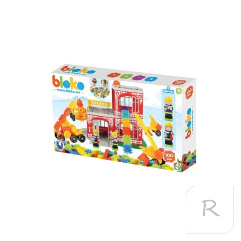 MOCHTOYS Klocki Jeżyki Pin Bricks STRAŻ POŻARNA w Kartonie 100 el. + 2 Figurki