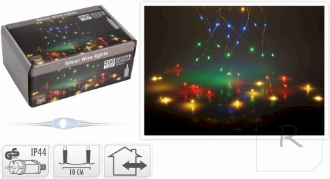 Lampki na srebrnym druciku kurtyna 200LED kolorowe