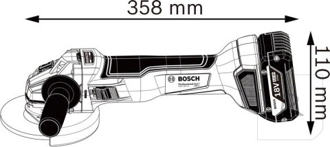 SZLIFIERKA KĄTOWA AKUMULATOROWA GWS 18-10 125 2*5.0*AH L-BOX BOSCH NIEBIESKI