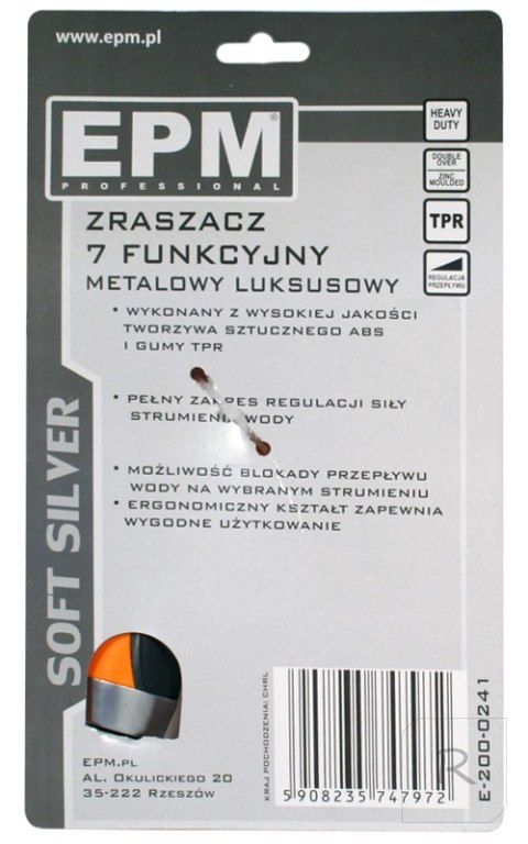 ZRASZACZ PISTOLETOWY REGULOWANY 7-FUNKCYJMY SOFT SILVER EPM OGRÓD