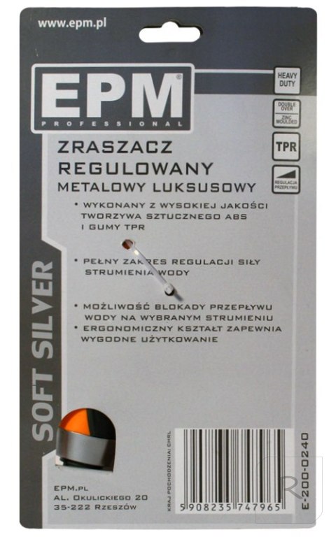 ZRASZACZ PISTOLETOWY REGULOWANY SOFT SILVER EPM OGRÓD