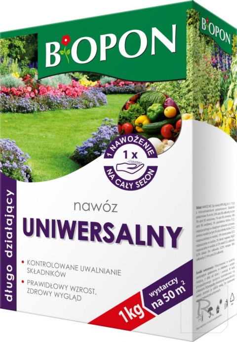 NAWÓZ DŁUGO DZIAŁAJĄCY UNIWERSALNY GRANULAT KARTON 1KG BIOPON