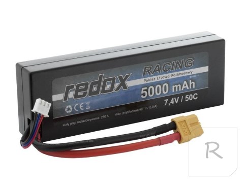 Redox RACING 5000 mAh 7,4V 50C Hardcase Samochodowy pakiet LiPo