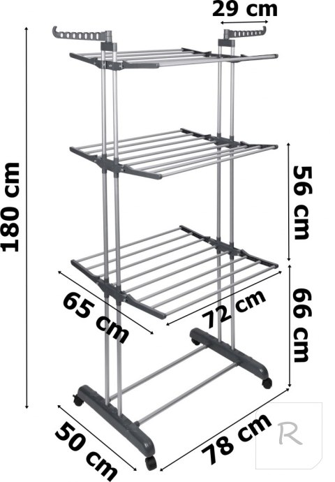 DUŻA SUSZARKA NA PRANIE SKŁADANA PIONOWA 3 POZIOMY