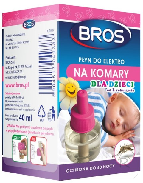 Płyn do Elektrofumigatora na Komary dla Dzieci na 60 Nocy BROS