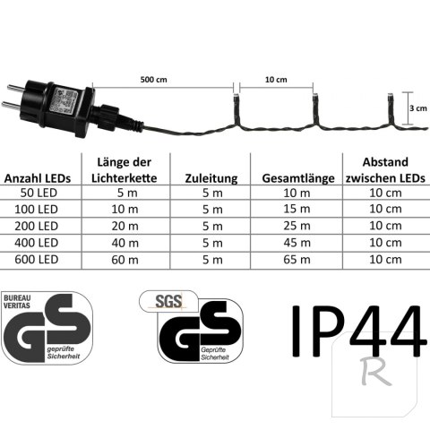 Lampki świąteczne 200 LED 20 m zimne białe IP44