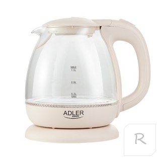 Adler Kettle AD 1283C Electric, 900 W, 1 L, Glass/Stainless steel, 360° rotational base, Cream