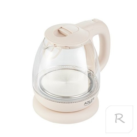 Adler Kettle AD 1283C Electric, 900 W, 1 L, Glass/Stainless steel, 360° rotational base, Cream