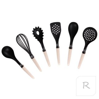 Stoneline Natural Line 21582 Kitchen utensil set, 6 pc(s), Dishwasher proof, Black/Beige