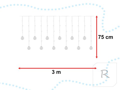 Lampki LED kurtyna kule wiszące 3m 108LED multikolor